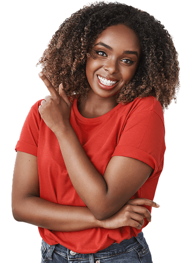 Happy woman with arms crossed